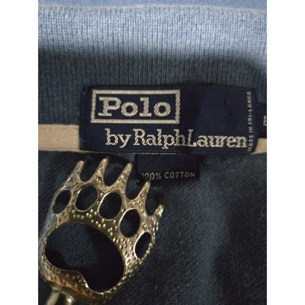Polo Ralph Lauren Mens Blue Yellow Striped Short Sleeve Cotton‎ Polo Shirt L